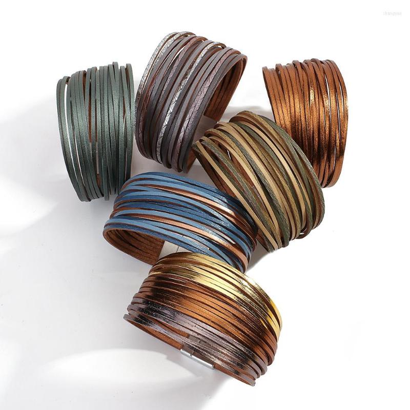 Charm Bracelets Amorcome Multicolor Slim Leather Wrap For Women Multiple Layers Strips Wide Bracelet Bangle Party Fashion Jewelry
Charm Bracelets Amorcome Multicolor Slim Leather Wrap For Women Multiple Layers Strips Wide Bracelet Bangle Party Fashion Jewelry