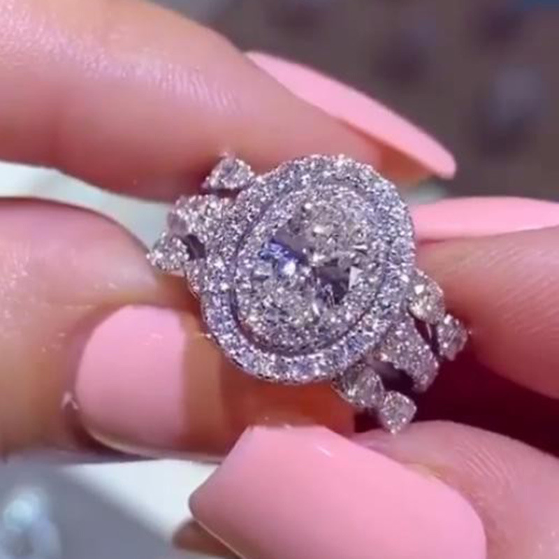 Choucong Trendy Women Rings with Brilliant 5A Cubic ZirconiaCZ Dia Engagement Sier Fill Ring Fashion Wedding Party Jewelry Drop Gift