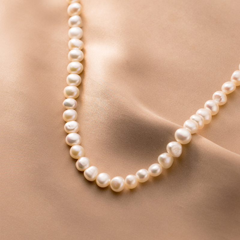 925 Sterling Silver Baroque Pearl Beads Necklace Jewelry for Women