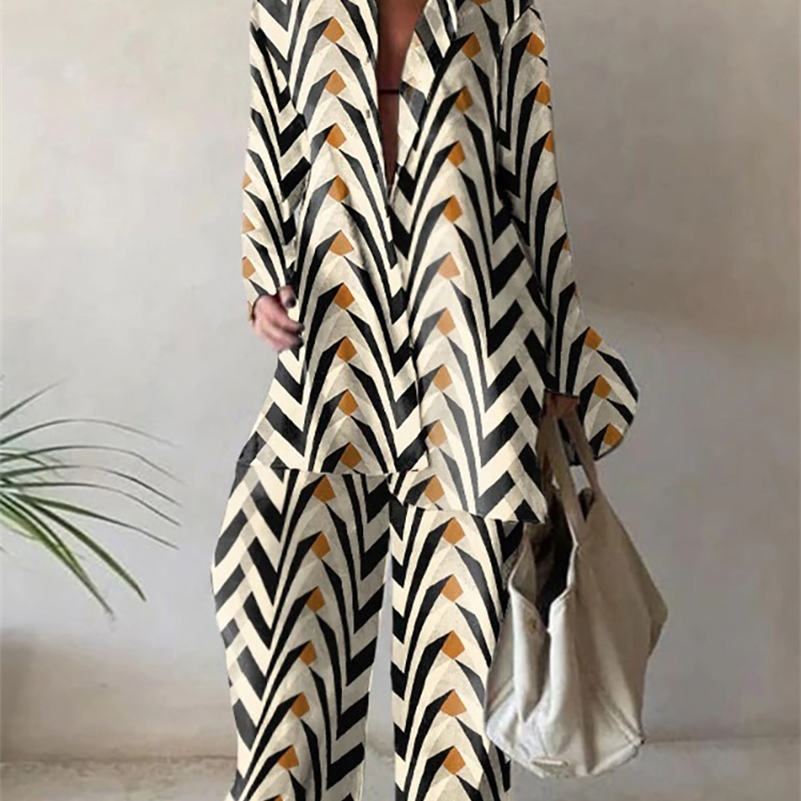 Women's Two Piece Pants Women Printed Full Sleeve Long Cardigan Top Outfit Spring Autumn TurnDown Collar Button Ladies Matching Set Wide Leg Suit 220901, 02 print
Women's Two Piece Pants Women Printed Full Sleeve Long Cardigan Top Outfit Spring Autumn TurnDown Collar Button Ladies Matching Set Wide Leg Suit 220901, 02 print