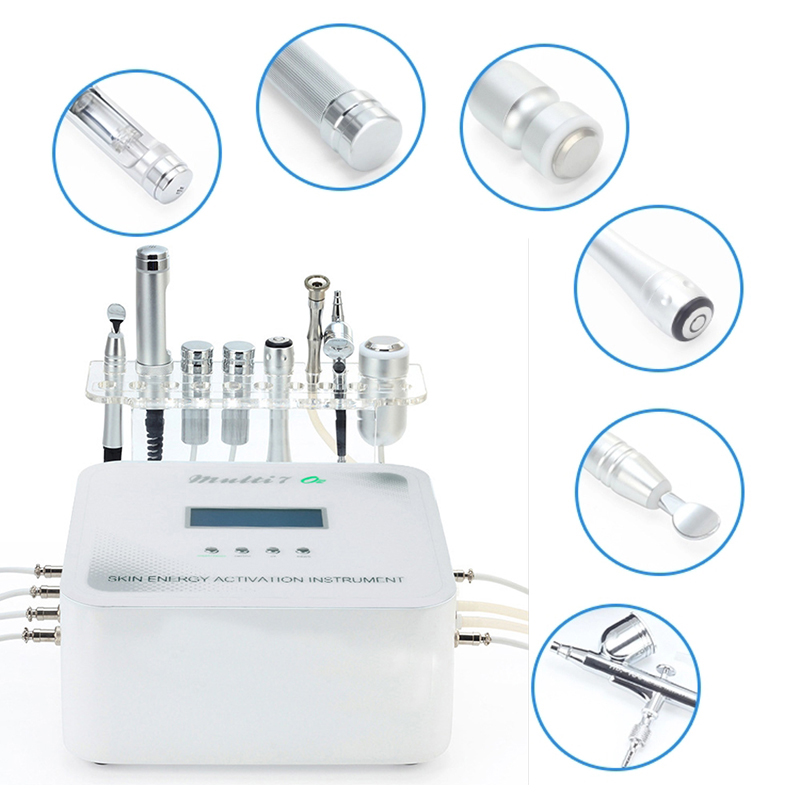 Micro-current Galvanic Electroporation Mesotherapy Beauty Equipment 7 In 1 BIO Dermabrasion Peeling Bipolar RF Face Lifting Oxygen Sprayer Cooling The