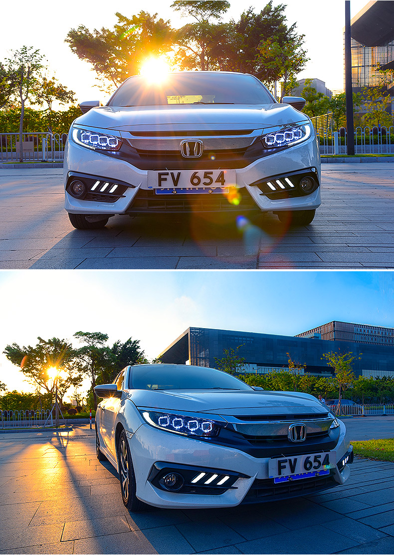 Car Headlights Assembly for Honda CIVIC X G10 20 16-2021 Blue DRL Headlight LED High Low Beam Fog Front Lamp