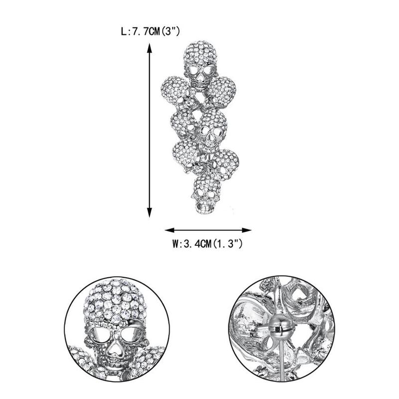 Pins Brooches Halloween Rainbow Skull Brooch Pin Women Broche Femme Bone Skeleton Crystal Party Jewelry Gift Colorful Charm 220916