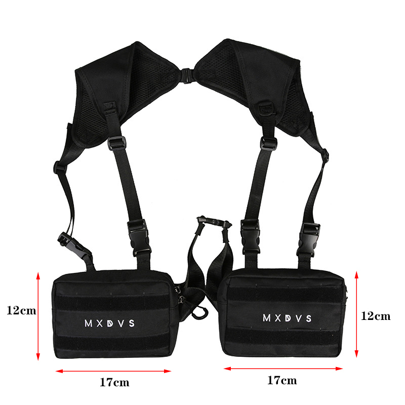 Waist Bags Unisex Black Chest Rig Streetwear Tactical Vest Hiphop Fashion Tactics Pack Woman Functional Square 220901