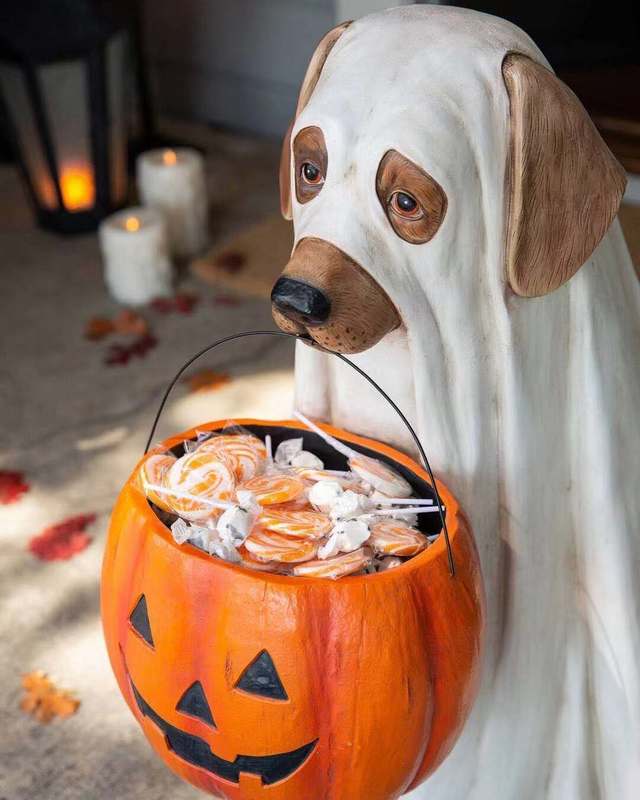 Other Festive Party Supplies Halloween Decoration Resin Figurines Cute Puppy Pumpkin Statue Candy Box Garden Dcor Hallowen Ornaments For Home Decor 22