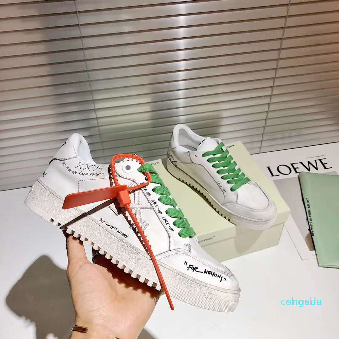 Genuien Leather Women Mens Casual Shoes Low Top Off Men White Vulcanized shoes 3, As show