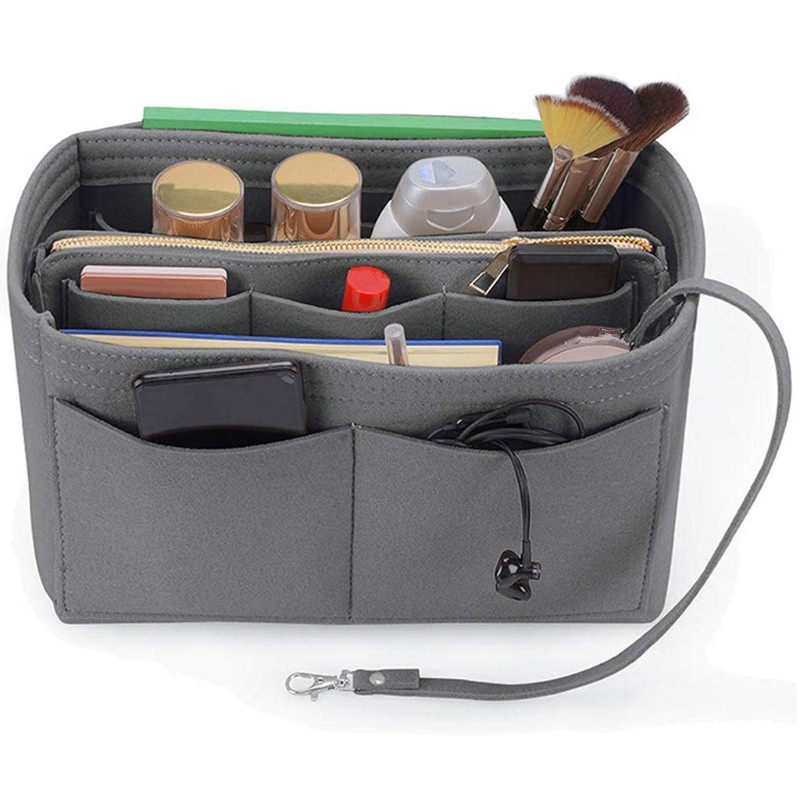Cosmetic Bags Cases Multifunction Felt Insert Bag Organizer Purse with Zipper Handbag Tote Multi Pockets Large Capacity Storage Case 220901