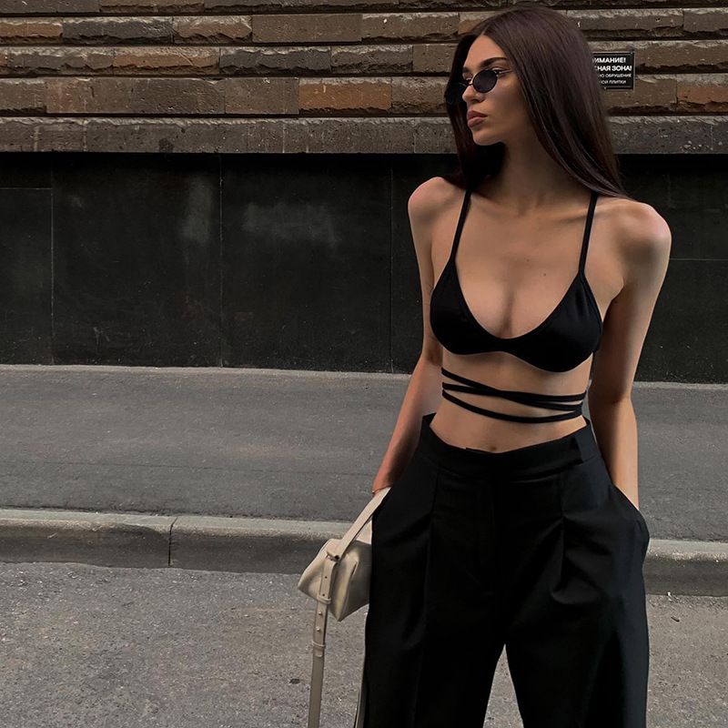 Women' Tanks & Camis Clear color hang neck strapless vest lacing backless street, Black
Women' Tanks & Camis Clear color hang neck strapless vest lacing backless street, Black
