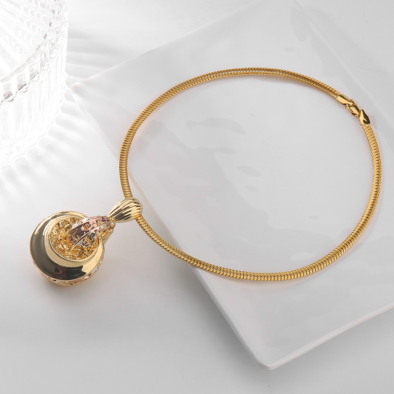 Other Jewelry Sets Dubai Trend Gold Plate Necklace Earring Set For Women African France Wedding Party Jewelery Ethiopia Bridal Gi 220831