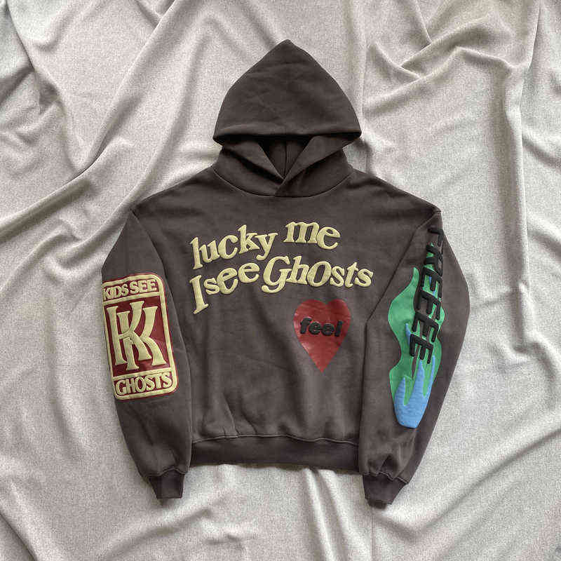 Men's Hoodies Sweatshirts 3D Foam Heavy Fabric Fleece Hoodies Sweatshirts Kids Lucky Me I See Ghosts Hooded T220901