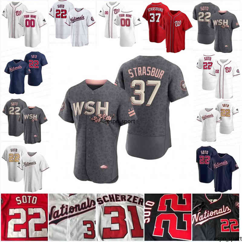 College Baseball Wears 22 Juan Soto Cherry Jersey Josh Bell Stephen Strasburg Victor Robles Patrick Corbin Ryan Zimmerman Harrison Scherzer