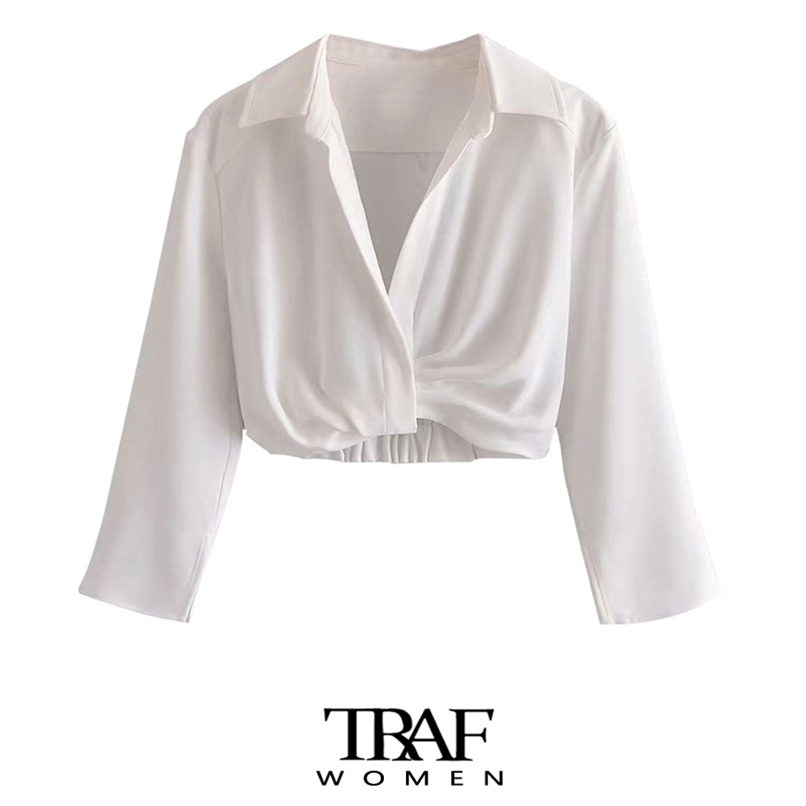 Women's Blouses Shirts TRAF Women Fashion Pleated Cropped Vintage Three Quarter Sleeve Back Elastic Hem Female Chic Tops 220901, As picture
Women's Blouses Shirts TRAF Women Fashion Pleated Cropped Vintage Three Quarter Sleeve Back Elastic Hem Female Chic Tops 220901, As picture
