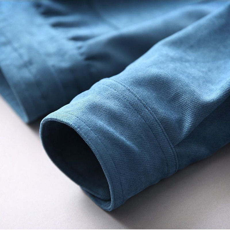 Womens Jackets StandUp Collar Corduroy Womens Jacket Spring Fashion Sashes Blue Veste Femme Office Lady SingleBreasted Cropped Coat 220901