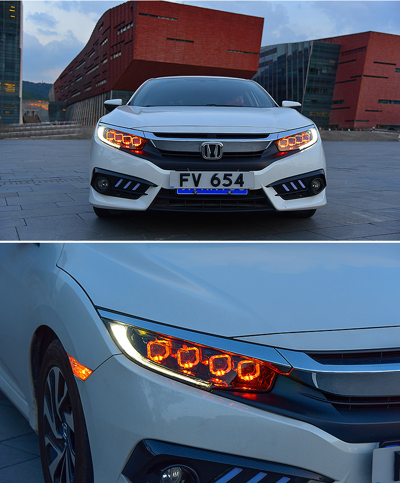 Car Headlights Assembly for Honda CIVIC X G10 20 16-2021 Blue DRL Headlight LED High Low Beam Fog Front Lamp