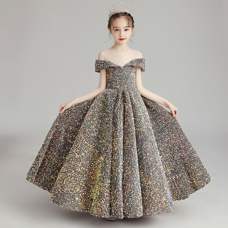 2023 sequined Flower Girls Dresses long Birthday Dresses Girls Pageant Gowns first holy communion wear