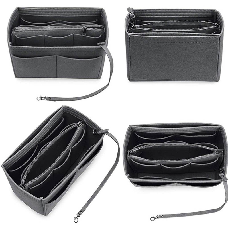 Cosmetic Bags Cases Multifunction Felt Insert Bag Organizer Purse with Zipper Handbag Tote Multi Pockets Large Capacity Storage Case 220901