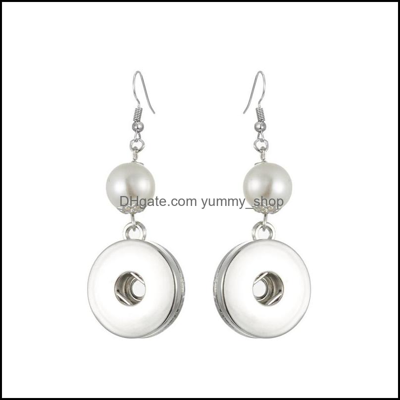 Charm 18Mm Snap Earrings Vintage Sier Crystal Pearl Crown Button Drop Jewelry For Women Party Gift Delivery 2021 Dhseller2010 Dhght