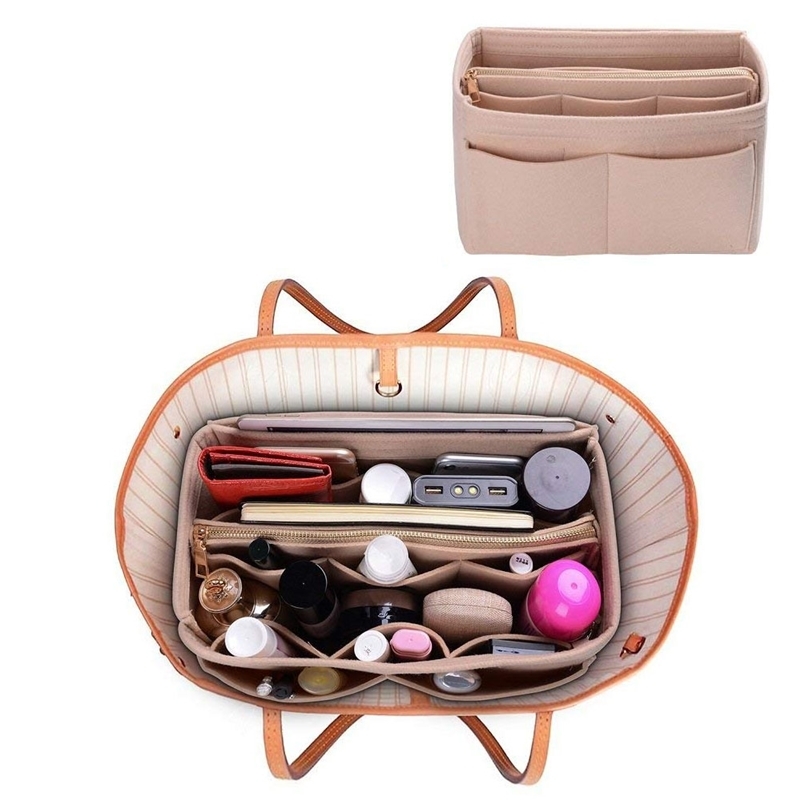 Cosmetic Bags Cases Make up Organizer Insert For Handbag Felt with zipper Travel Inner Purse Fit Various Handbags 220901