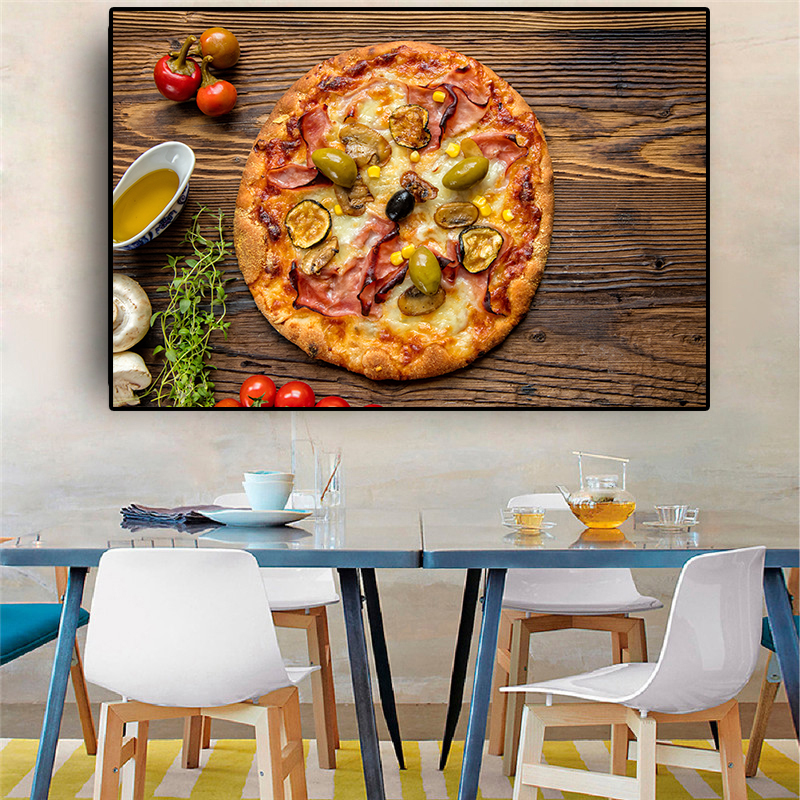 

Pizza Vegetables Cooking Supplie Kitchen Canvas Painting Cuadros Posters and Prints Restaurant Wall Art Food Picture Living Room