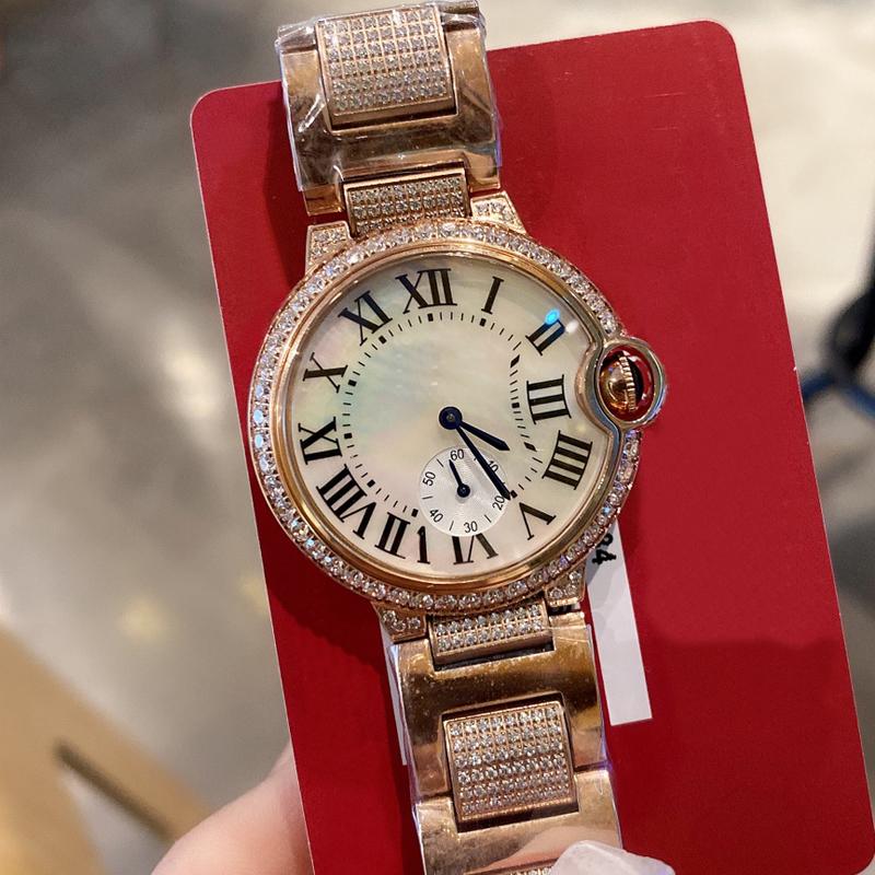 6 colours 36mm Luxury Womens diamonds Watch Rose Gold Case White shell dial nice designer iced out Watches quartz Movement Roman numerals waterproof wristwatches