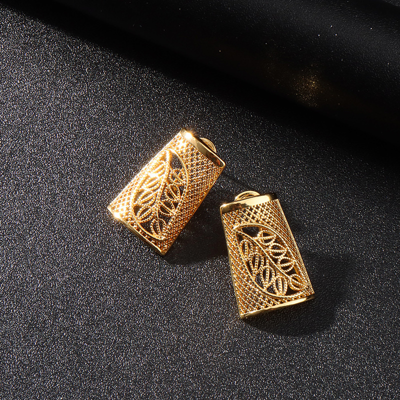 Other Jewelry Sets Dubai Leaf Gold Plated For Women African Bridal Wedding Gifts Party Necklace Earrings Ring Bracelet Set 220831