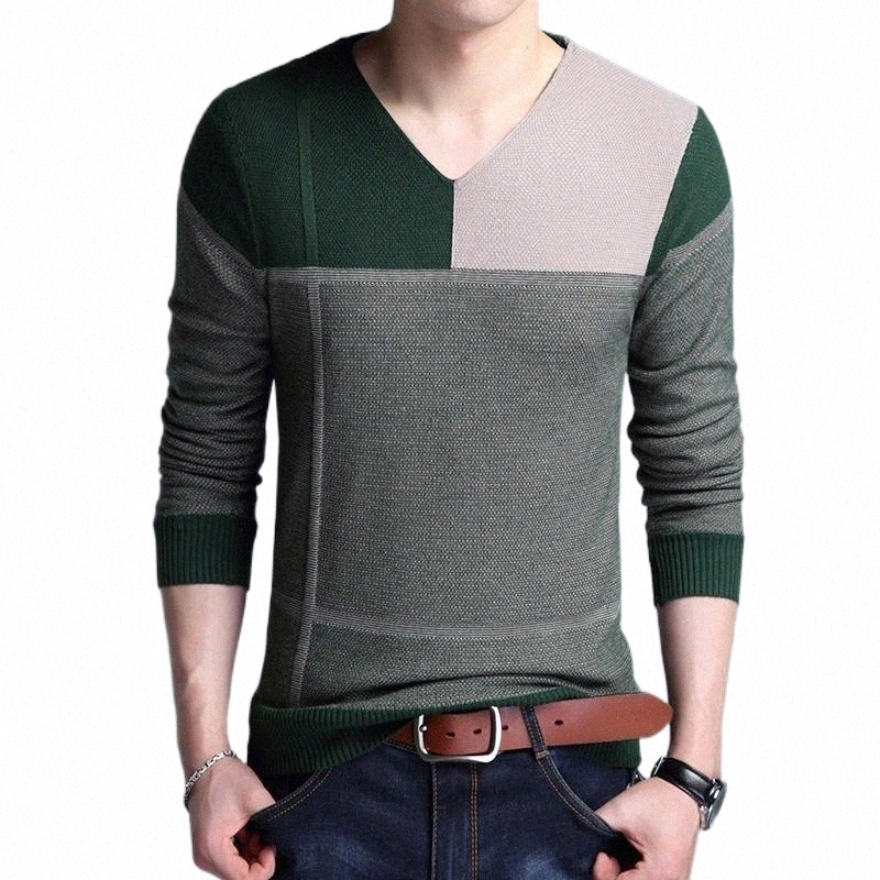 

Men's Sweaters men's Sweaters High Quality Fashion Brand Knit Pullover Slim Fit Patchwork Mens V Neck Sweater Korean Woolen Casual Jumper Clothes Men O0F2#, Red