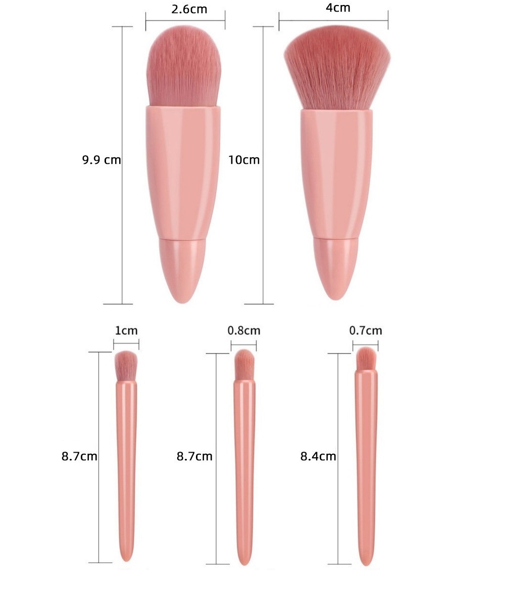 ravel Makeup Brushes Set Professional with Mirror 5Pcs Portable Small Makeup Brush for Face Eye Eyebrow Blush and Lip Gloss