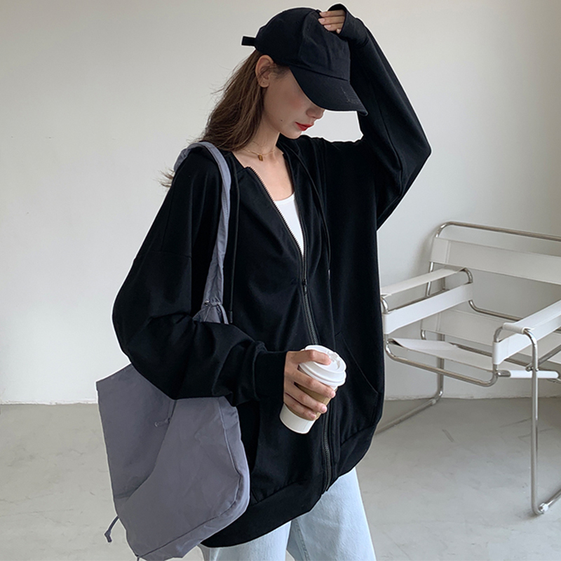 Womens Jackets ZZSYKD ZipUp Women Jacket Coats Korean Style Long Sleeve Hooded Outerwear Fashion Black Coat Warm Pockets Female Cotton Jackets 220901