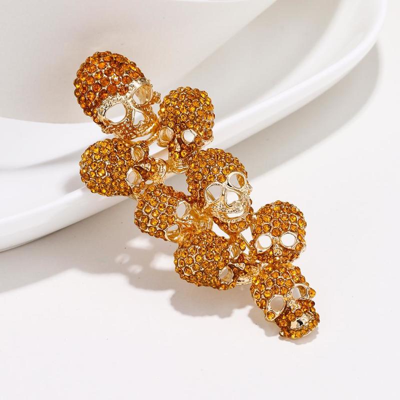 Pins Brooches Halloween Rainbow Skull Brooch Pin Women Broche Femme Bone Skeleton Crystal Party Jewelry Gift Colorful Charm 220916