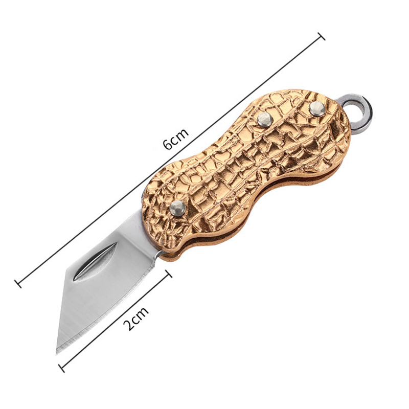 Stainless Steel Folding Knife Pendant Necklaces Creative Peanut Shape Key Knife Necklace Mini Portable Outdoor Tools