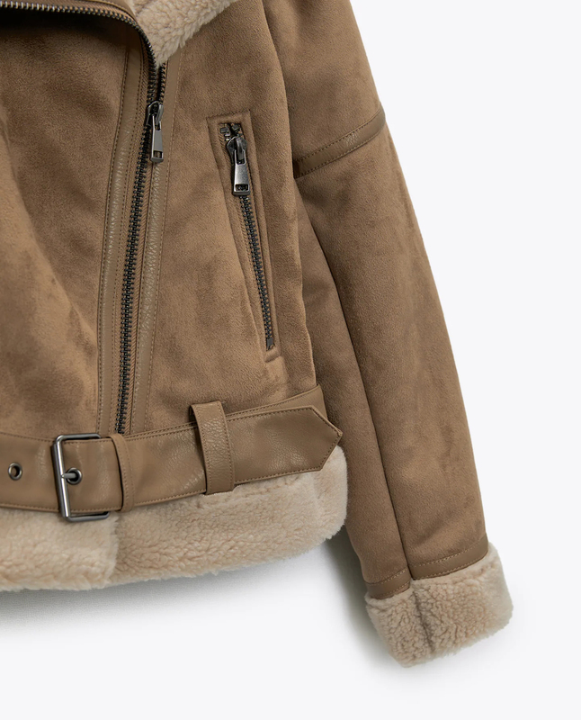 Womens Jackets Winter Womens Warm Padded Suede Artificial leather Lamb Jacket Short motorcycle jacket synthetic sheepskin leather jacket 220901