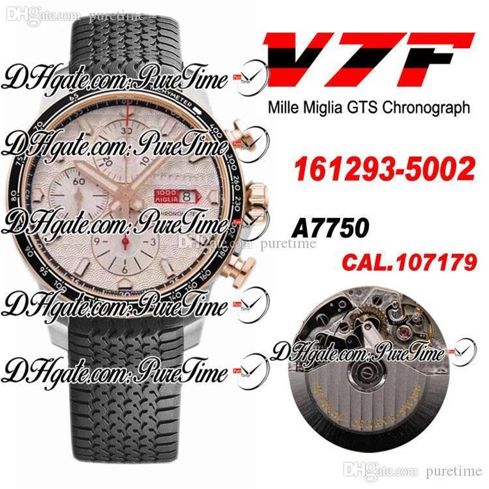 V7F 168571-5002 ETA A7750 Chronograph Mens A7750 Watch Two Tone Rose Gol White White Black Black Rubber Strap New Edition Puret2593