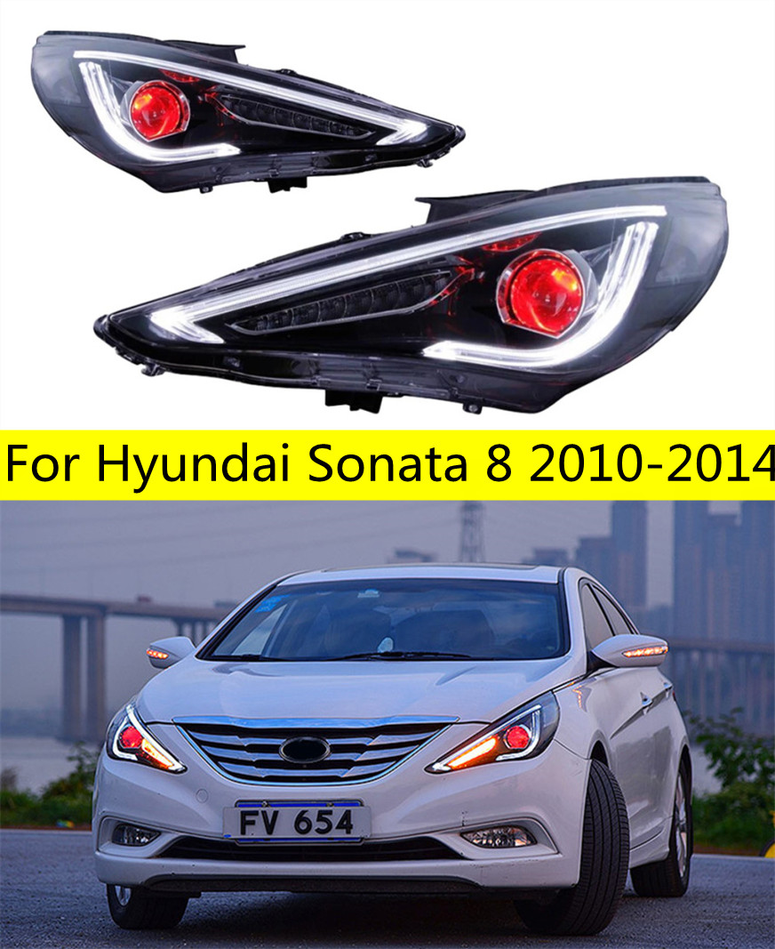 LED Head Light Parts For Hyundai Sonata 8 2010-2014 Front Headlights Replacement DRL Daytime light Projector Facelift