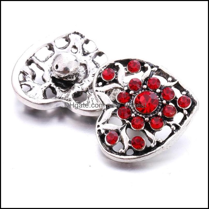 Clasps Hooks Wholesale Rhinestone 18Mm Snap Button Flower Clasp Hollow Metal Zircon Charms For Snaps Jewelry Findings Dhseller2010 Dhjdk