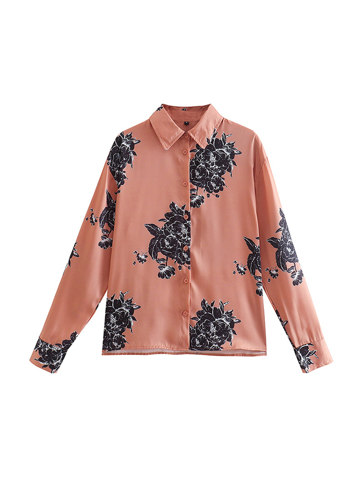 Womens Two Piece Pants Woman 2 Pieces Shirts Pants Suit Fashion Printed Blouses Tops Straight Trousers Set Female Casual Single Breasted Shirt 220902