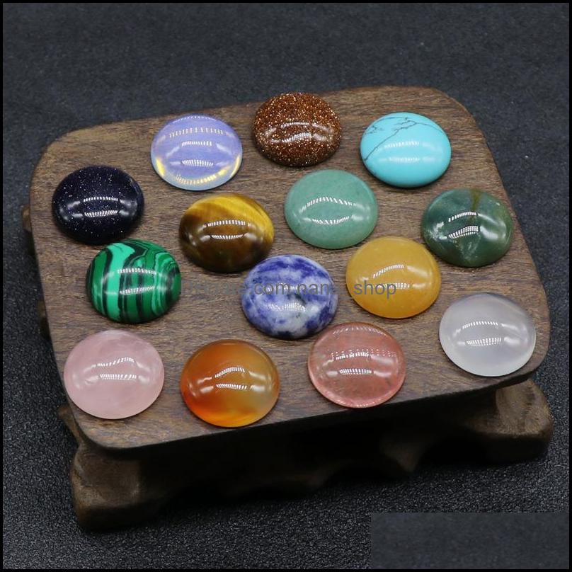 Stone 18Mm Flat Back Assorted Loose Stone Round Shape Cab Cabochons Beads For Jewelry Making Healing Crystal Wholesale Dr Dhseller2010 Dhaix