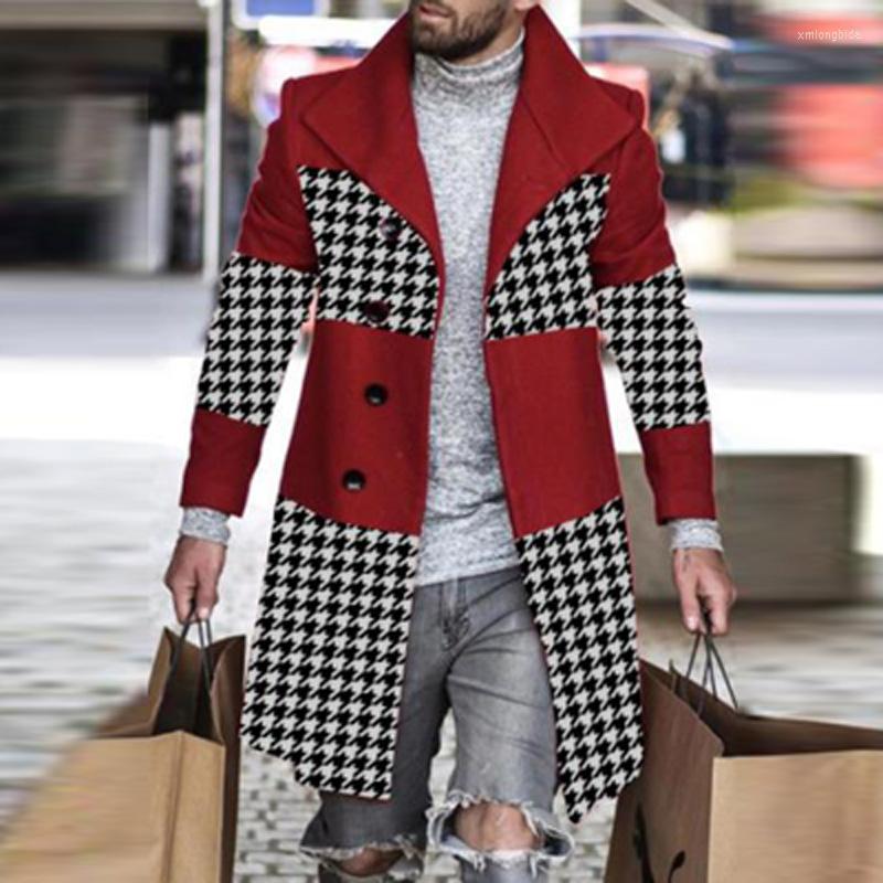Men' Wool Retro Houndstooth Print Splicing Woolen Coat Men Casual Turn-down Collar Button Jacket Autumn Winter Pocket Long Windbreaker Man, Brown
Men' Wool Retro Houndstooth Print Splicing Woolen Coat Men Casual Turn-down Collar Button Jacket Autumn Winter Pocket Long Windbreaker Man, Brown