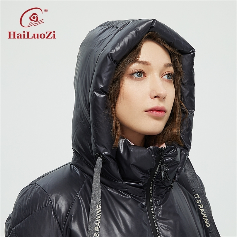 Womens Down Parkas HaiLuoZi Womens Winter Down Jacket Hooded Warm Casual Fashion Zipper Solid Color Short Cotton Parker 852 220902