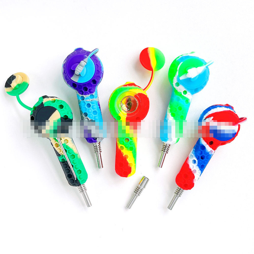 Bee-Hive Silicone Smoking Accessories Nector Collector Hand Pipe With Titanium Nail Assorted Colors NC
Bee-Hive Silicone Smoking Accessories Nector Collector Hand Pipe With Titanium Nail Assorted Colors NC
