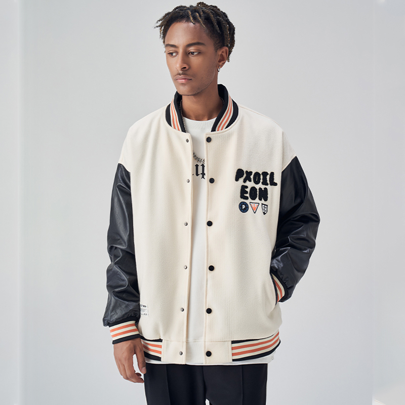 Mens Jackets Patch Embroidery Varsity Jackets Men Hip Hop Patchwork Leather Jackets Wool Vintage Bomber Oversized Baseball Jacket for Men 220902