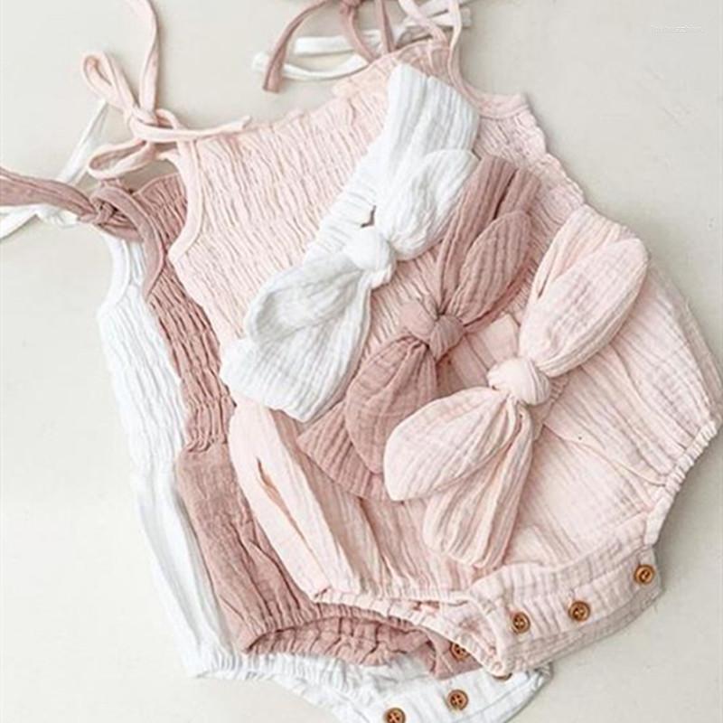 Clothing Sets 2022 Summer Solid Born Baby Girls Cotton Linen Bodysuits Sleeveless Strap Jumpsuits Headband 2Pcs Outfits Beachwear
Clothing Sets 2022 Summer Solid Born Baby Girls Cotton Linen Bodysuits Sleeveless Strap Jumpsuits Headband 2Pcs Outfits Beachwear