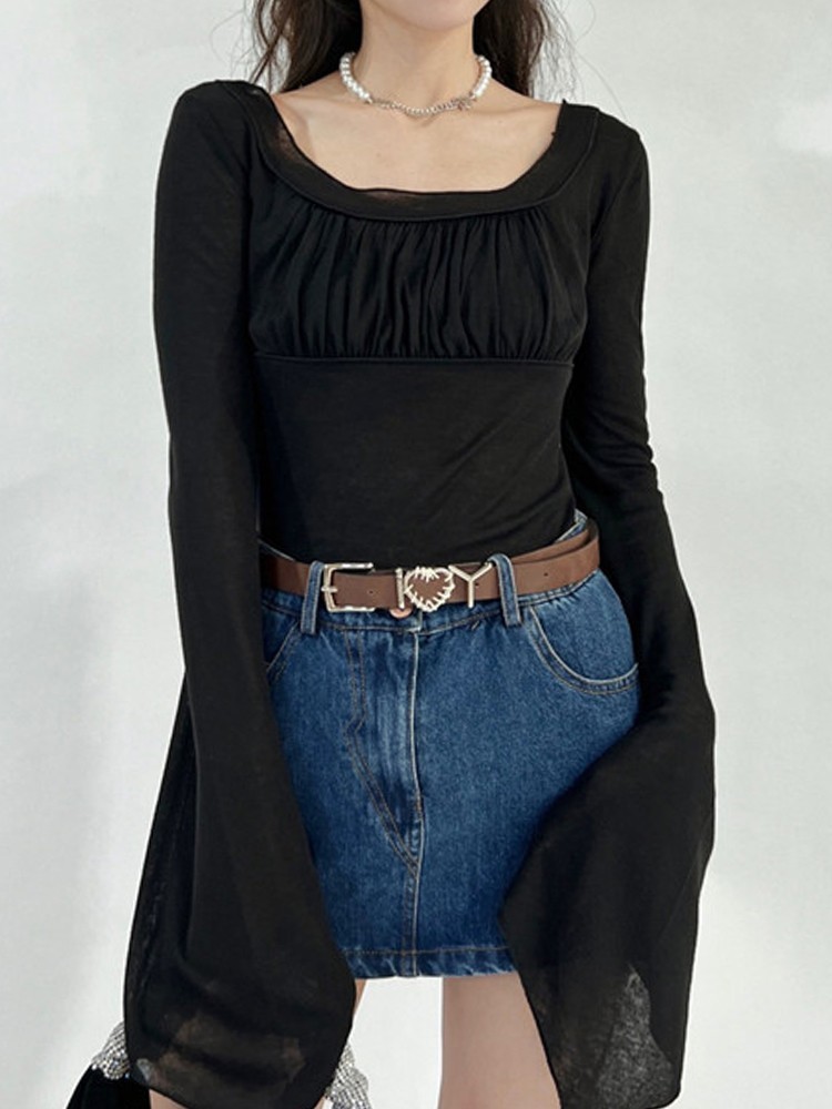 Womens TShirt Tonngirls Harajuku T Shirt Women Grunge Aesthetic Crop Tops Korean Style Vintage Streetwear Square Collar Lady Tshirts 220902