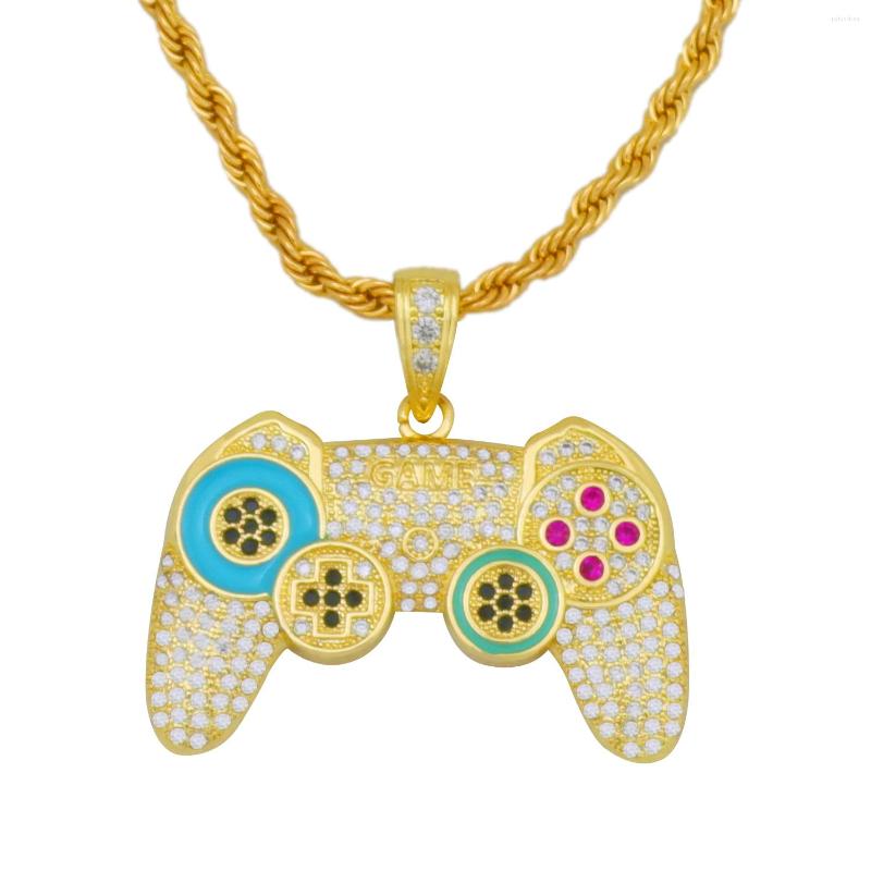 Chains Rainbow Stone Game Controller Pendant Necklace For Man Iced Out Hip Hop Jewelry Gold Color Chain Gamepad With Zirconia
Chains Rainbow Stone Game Controller Pendant Necklace For Man Iced Out Hip Hop Jewelry Gold Color Chain Gamepad With Zirconia