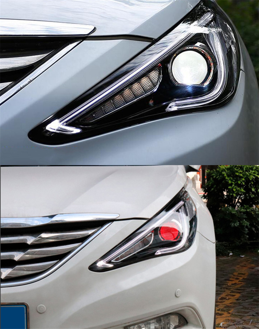LED Head Light Parts For Hyundai Sonata 8 2010-2014 Front Headlights Replacement DRL Daytime light Projector Facelift