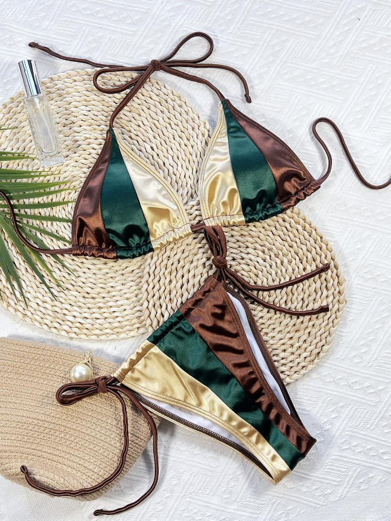 Women' Swimwear Women Halter Push Up Bra Thong Brazilian Beach Bathing Suit Triangle Micro Sexy Stripe Patchwork Bikini 2023, Green
Women' Swimwear Women Halter Push Up Bra Thong Brazilian Beach Bathing Suit Triangle Micro Sexy Stripe Patchwork Bikini 2023, Green