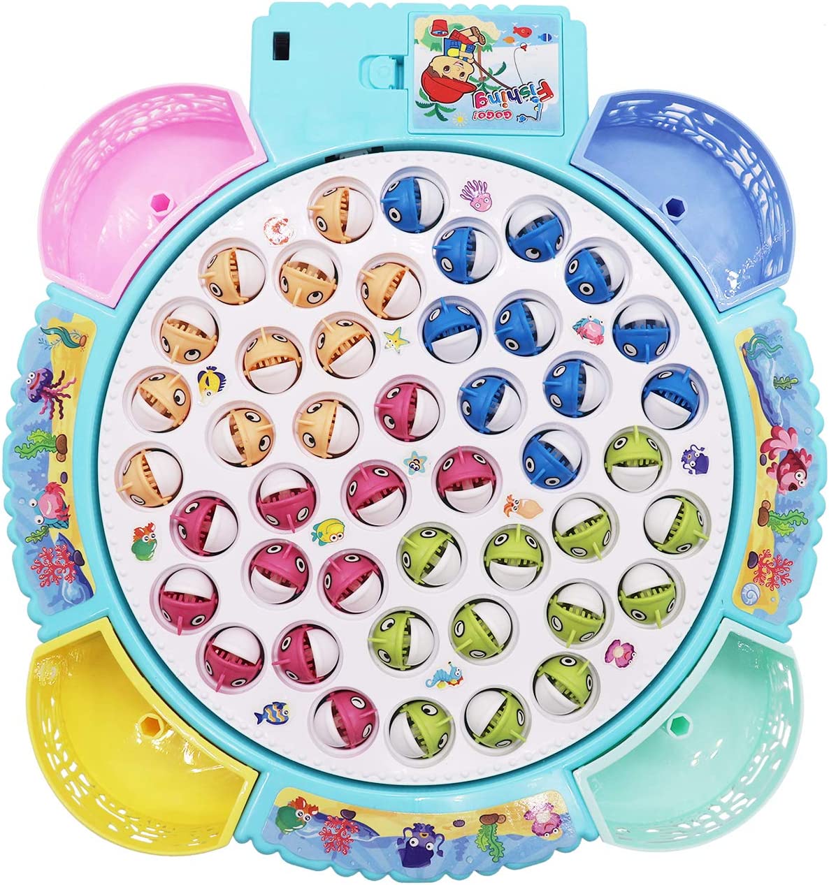 Intelligent Toys BO Fishing Game Toy Rod Board Rotating with Music Includes 45 Fishs and 4 Fishing Poles Fine Motor Skill Training
Intelligent Toys BO Fishing Game Toy Rod Board Rotating with Music Includes 45 Fishs and 4 Fishing Poles Fine Motor Skill Training