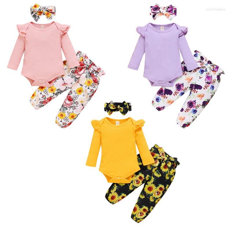 Clothing Sets Autumn Baby Girls Long Sleeve Solid Color Romper Floral Trousers Headband Outfits Clothes Set
Clothing Sets Autumn Baby Girls Long Sleeve Solid Color Romper Floral Trousers Headband Outfits Clothes Set