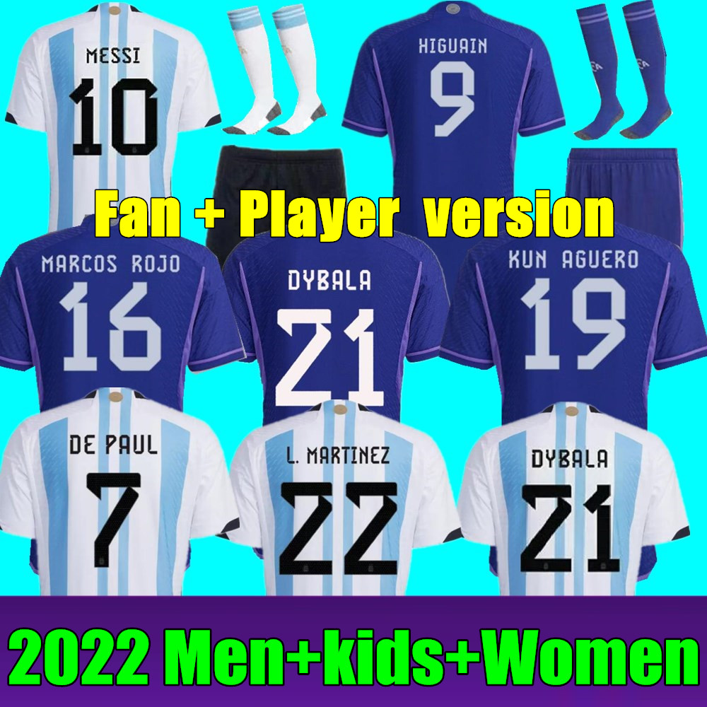 New 2022 Argentina soccer Jerseys 22 23 J.ALVAREZ DYBALA MESSIS DI MARIA KUN MARTINEZ MARADONA football shirt Men kids kit fans player version, Women home
New 2022 Argentina soccer Jerseys 22 23 J.ALVAREZ DYBALA MESSIS DI MARIA KUN MARTINEZ MARADONA football shirt Men kids kit fans player version, Women home