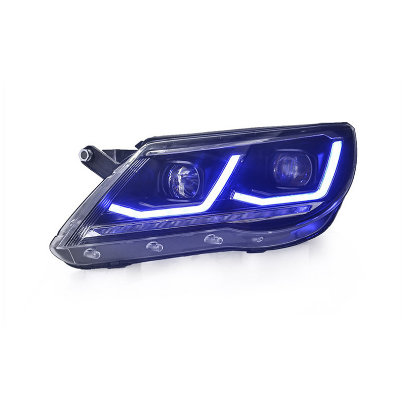 2 PCS Car Lights Parts For Tiguan 2012-20 16 to 2022 Type Double L Head lamps LED Headlight LED Dual Projector FACELIFT