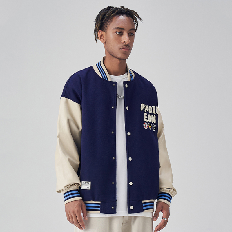 Mens Jackets Patch Embroidery Varsity Jackets Men Hip Hop Patchwork Leather Jackets Wool Vintage Bomber Oversized Baseball Jacket for Men 220902